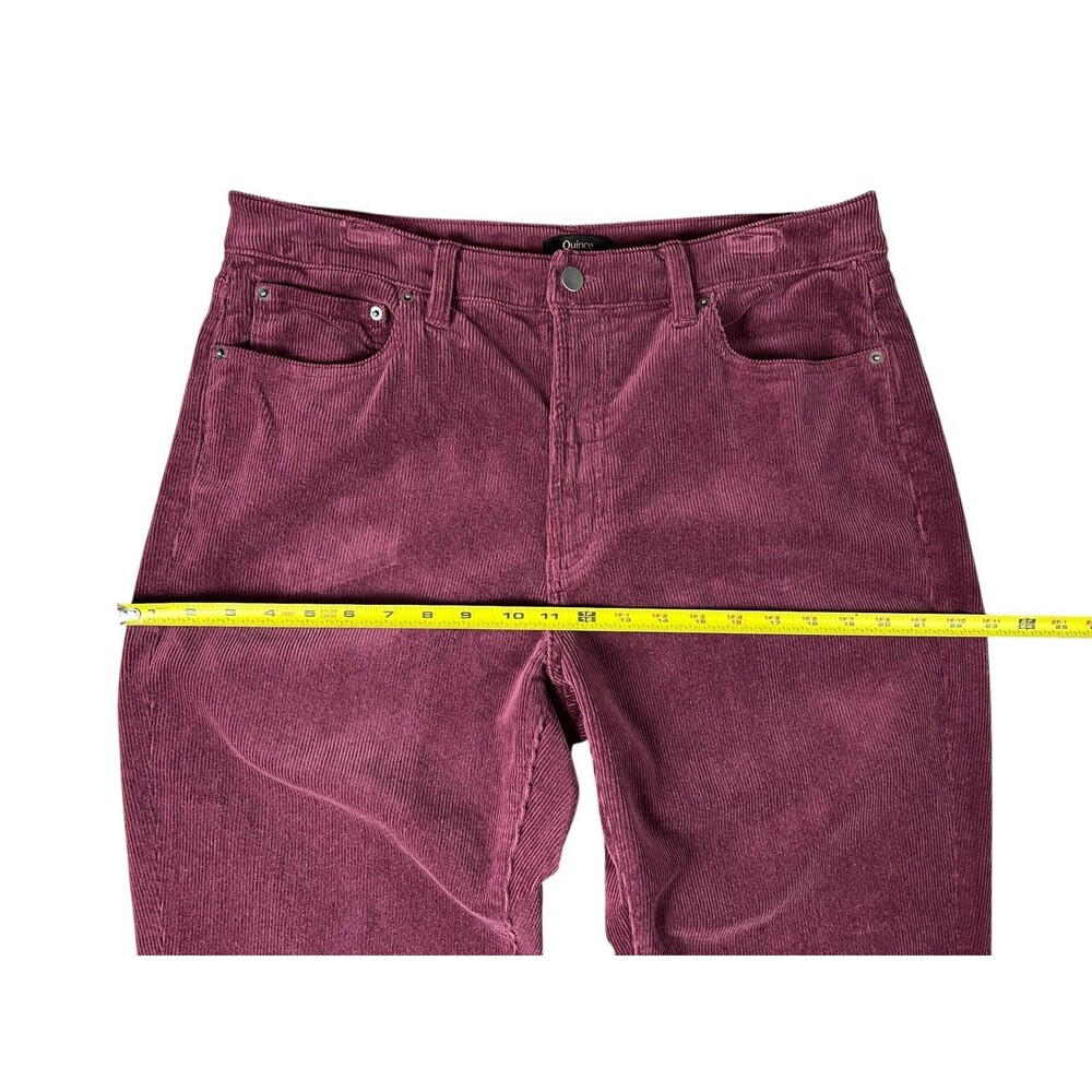 Quince Women's Burgundy Organic Stretch Corduroy Straight Leg Pants Jeans  14 - Picture 5 of 12